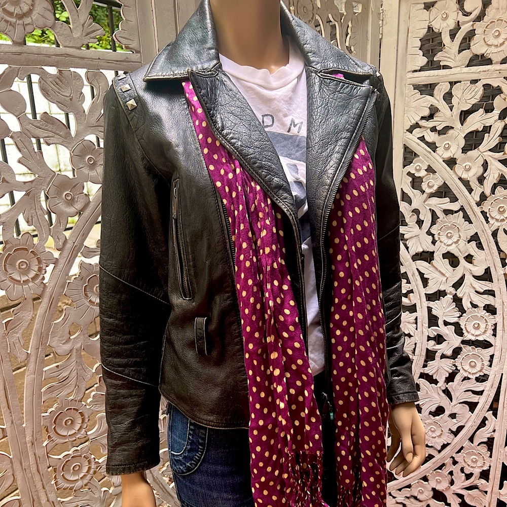 Vintage Diesel leather motorcycle jacket with silver hardware and studs